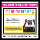 Debate Topics Bell Ringers Presentation Slides and Debate Task Cards Activity