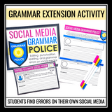 Grammar Activity - Editing Celebrity Social Media Grammar Errors Assignments