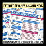 Growth Mindset Assignments - Growth and Fixed Mindsets in Text Messages Activity