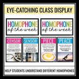 Homophone Posters - Weekly Classroom Bulletin Board Decor - Grammar Posters