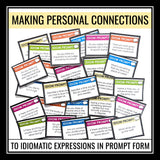 Idiom Discussion or Writing Prompts - Creative Prompts Using Idioms - ELL / ESL