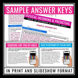 Inference Activity - Making Inferences in Song Lyrics Music Reading Assignments