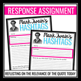 Mark Twain Posters - Hashtag Quotes Bulletin Board Display Decor and Assignment