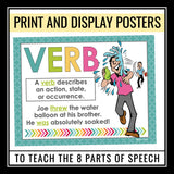 Parts of Speech Posters - Classroom Bulletin Board Grammar Decor Display