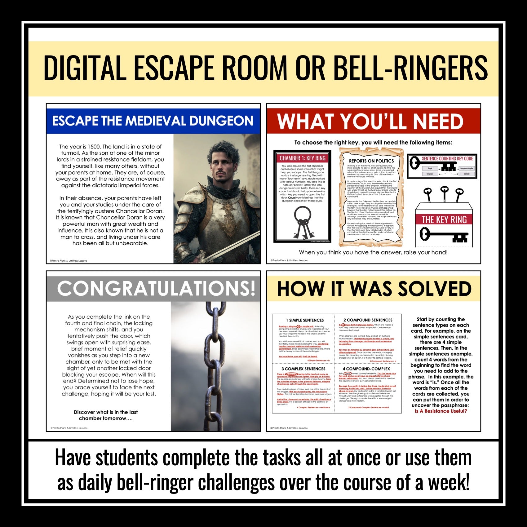 Sentence Types Escape Room Bell Ringers - Digital Sentence 