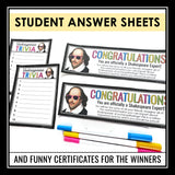 Shakespeare Game - Interactive Slideshow Introduction to Shakespeare Trivia Game