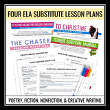 Substitute Teacher English Emergency Lesson Plans and Binder for Supply Teacher