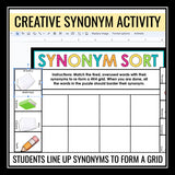 Synonym Word Choice Activity - Fun Vocabulary Digital Puzzle Game