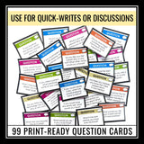 Writing Prompts or Discussion Prompts Cards - Journal or Opinion Writing Topics