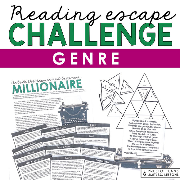 Genres Introduction Presentation & Escape Room Reading Activity Challenge