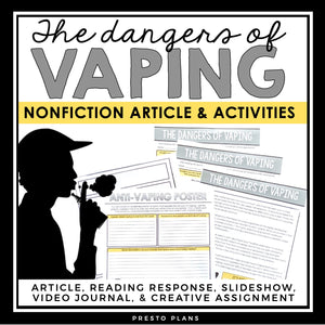 Nonfiction Reading Comprehension Article & Activities - Health Dangers of Vaping