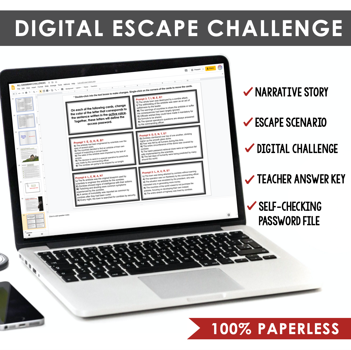 ACTIVE VS. PASSIVE VOICE GRAMMAR ACTIVITY DIGITAL GOOGLE ESCAPE